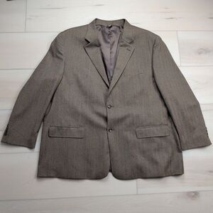Oak Hill Herringbone Blazer Mens 52L Wool Stretch Sport Coat‎ Brown Casual Suit
